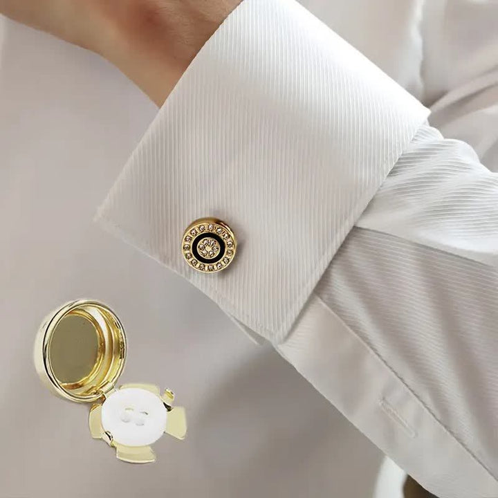 Men's 1 Pair Novelty Snap-On Elegant Button Covers Set Cufflinks - image 1