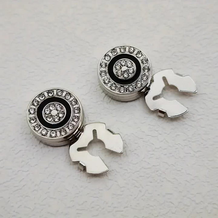 Men's 1 Pair Novelty Snap-On Elegant Button Covers Set Cufflinks - Silver - image 7