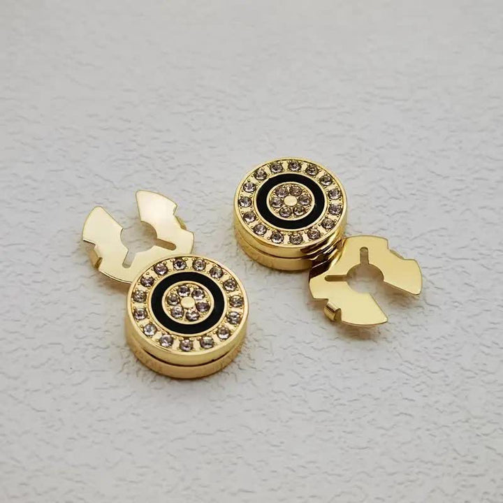 Men's 1 Pair Novelty Snap-On Elegant Button Covers Set Cufflinks - Gold - image 0