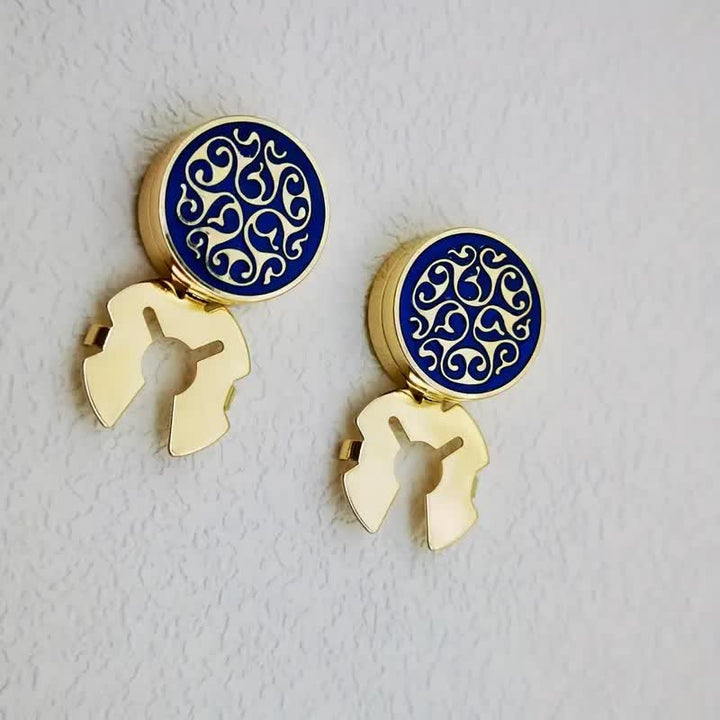 Men's 1 Pair Snap-On Blue Floral Button Covers Set Cufflinks - image 7