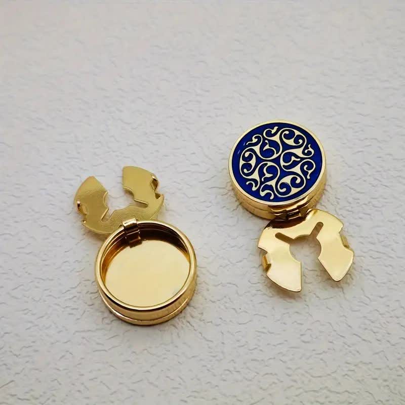 Men's 1 Pair Snap-On Blue Floral Button Covers Set Cufflinks - image 6