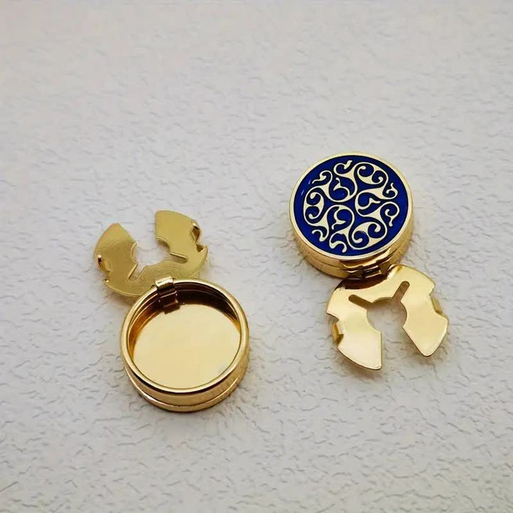 Men's 1 Pair Snap-On Blue Floral Button Covers Set Cufflinks - image 6
