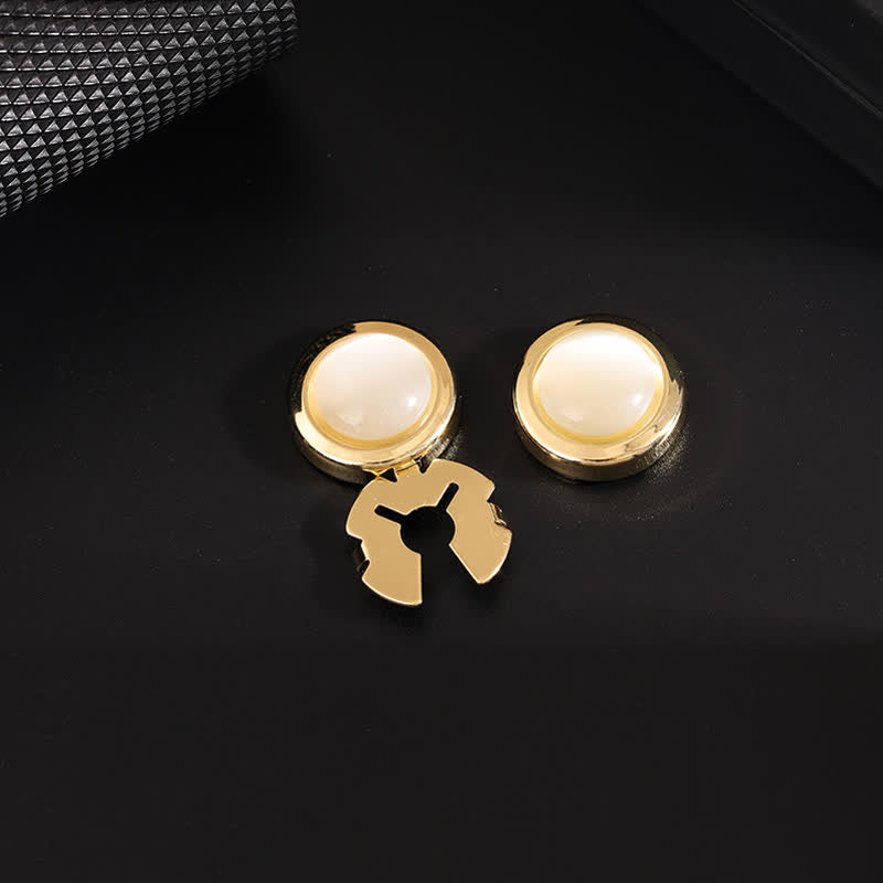 Men's 1 Pair Snap-On Cat's Eye Stone Button Covers Set Cufflinks