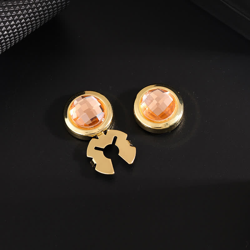 Men's 1 Pair Snap-On Shiny Crystal Button Covers Set Cufflinks - Champage & Gold - image 10