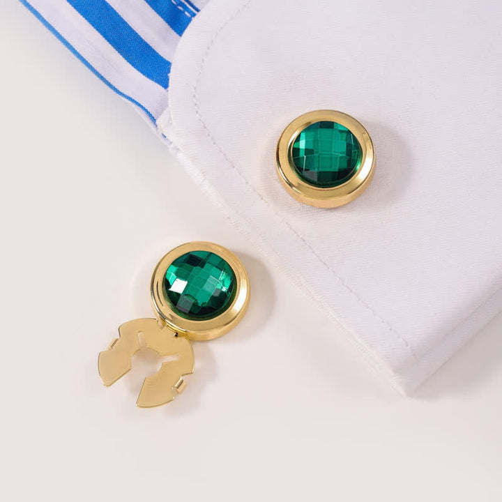 Men's 1 Pair Snap-On Shiny Crystal Button Covers Set Cufflinks