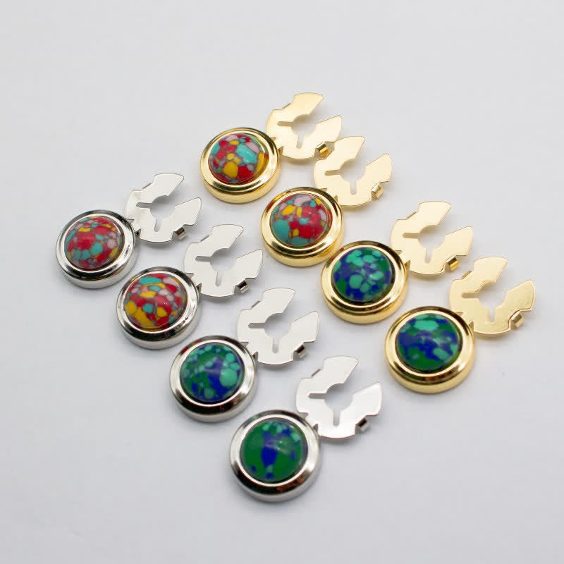 Men's 1 Pair Snap-On Baroque Resin Button Covers Set Cufflinks - image 0