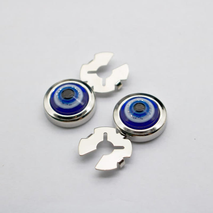 Men's 1 Pair Snap-On Baroque Resin Button Covers Set Cufflinks - Blue & Silver - image 12