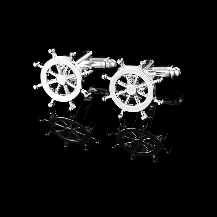 2Pcs Men's Silver Seaman Boat Anchor Tie Clip Cufflinks Set