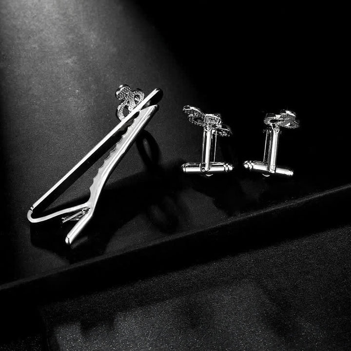 2Pcs Men's Silver Fashion Music Note Tie Clip Cufflinks Set - image 4