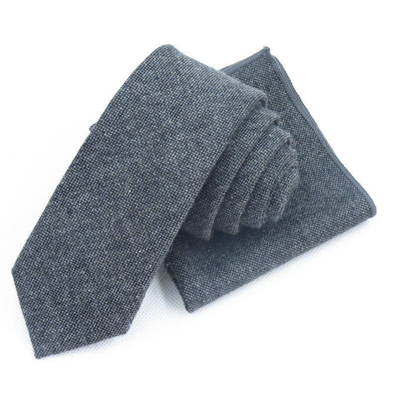 3Pcs Men's Solid Color Imitation Wool Bow Tie Necktie Set