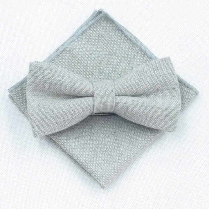 3Pcs Men's Solid Color Imitation Wool Bow Tie Necktie Set