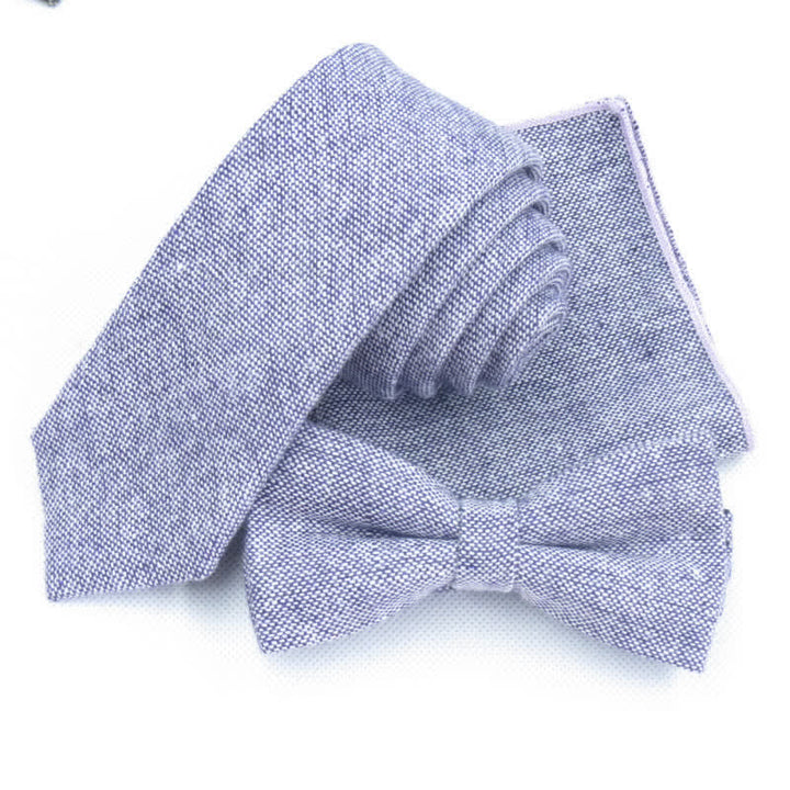 3Pcs Men's Solid Color Imitation Wool Bow Tie Necktie Set