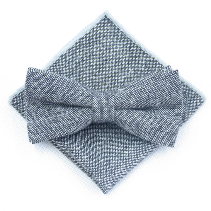 3Pcs Men's Solid Color Imitation Wool Bow Tie Necktie Set