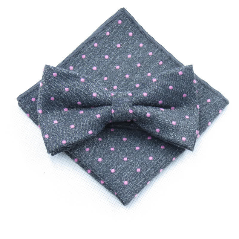 3Pcs Men's Polka Dots Stylish Bow Tie Necktie Set