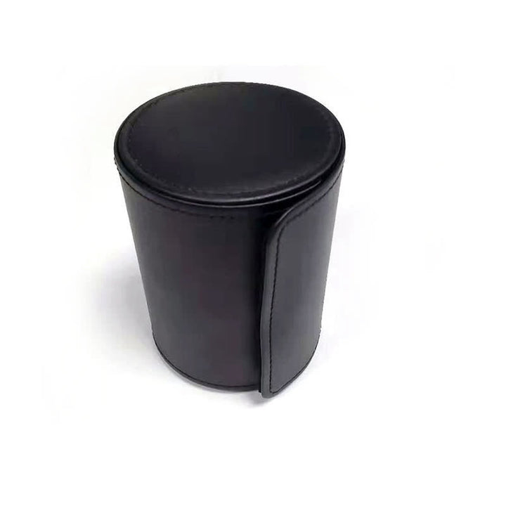 Black Round Necktie Box Magnetic Buckle Leather Case