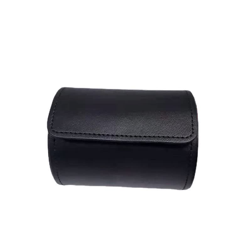 Black Round Necktie Box Magnetic Buckle Leather Case