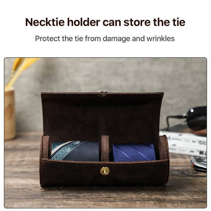 Teo Necktie Retro Box Genuine Leather Case