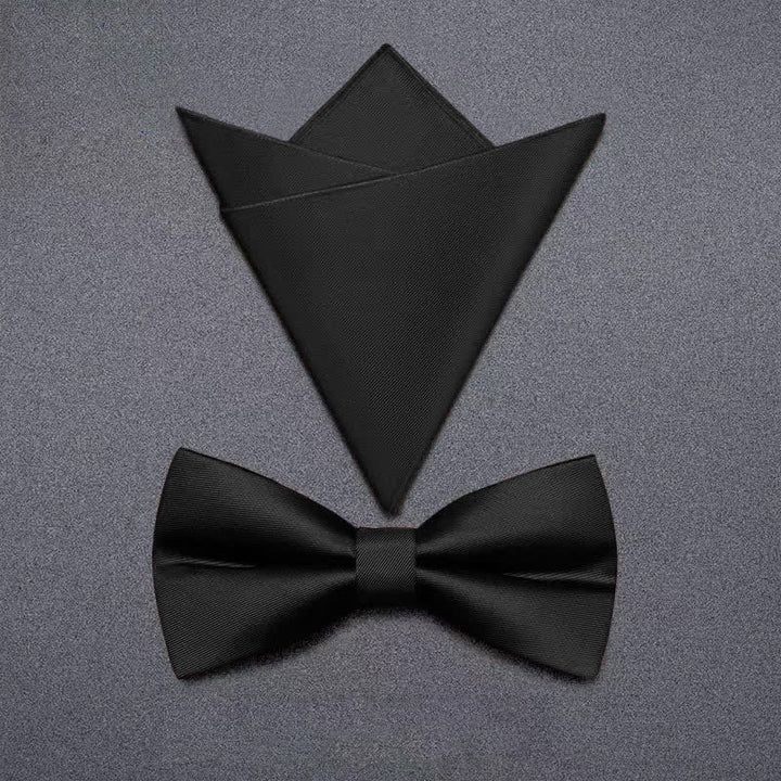 3Pcs Men's Matte Solid Color Business Bow Tie Necktie Set