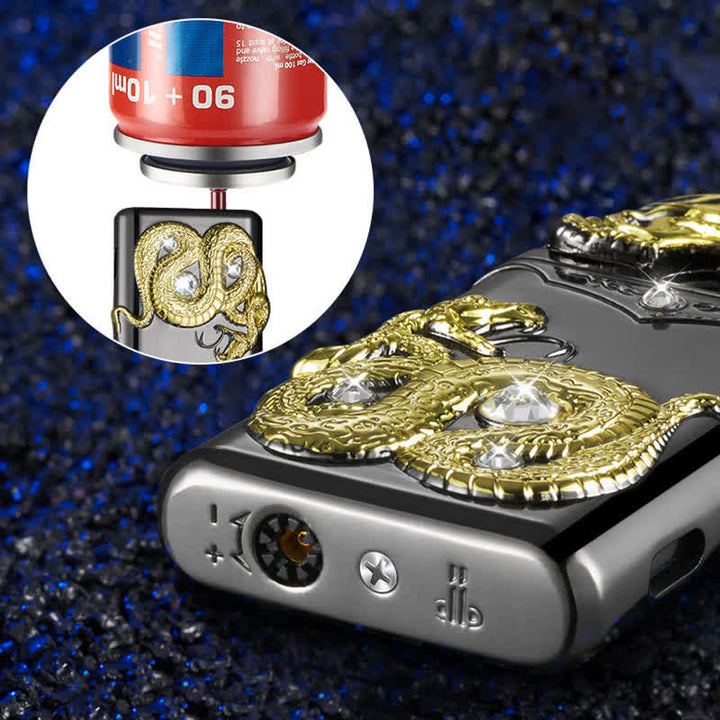 Fancy Snake Rhinestone Inlaid Refillable Butane Lighter