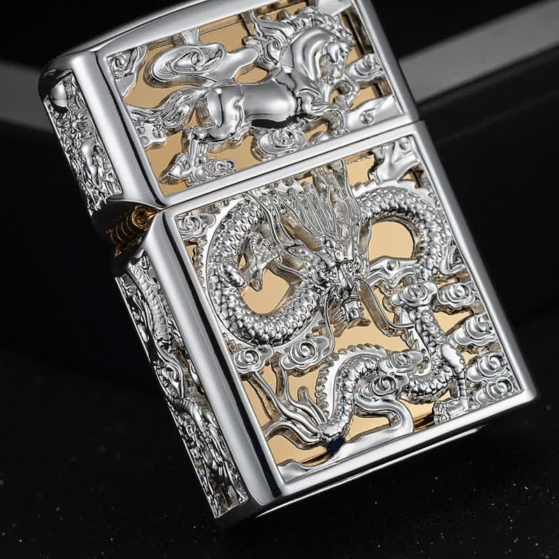 Embossed 3D Carving Dragon Refillable Kerosene Lighter