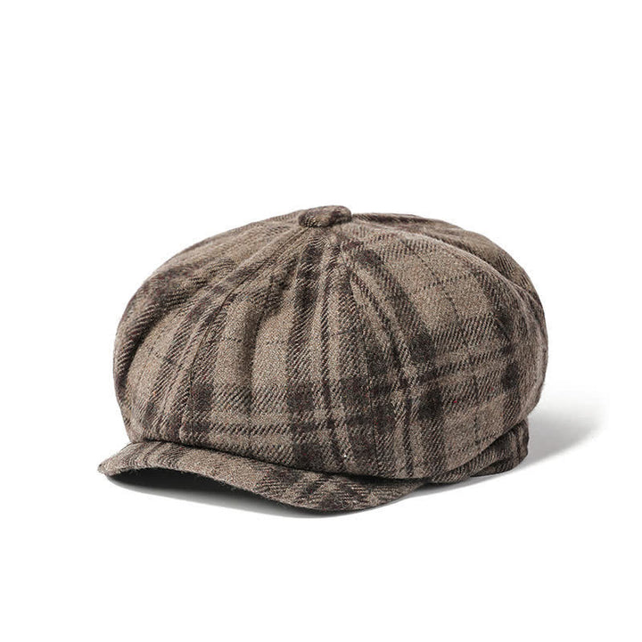 Vintage Plaid Cowboy Gentlemen Octagonal Beret Hat