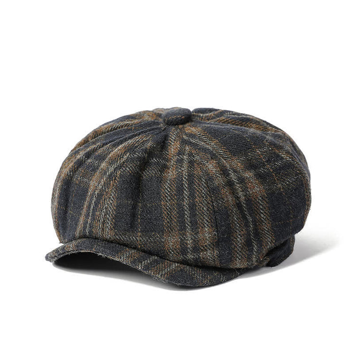 Vintage Plaid Cowboy Gentlemen Octagonal Beret Hat