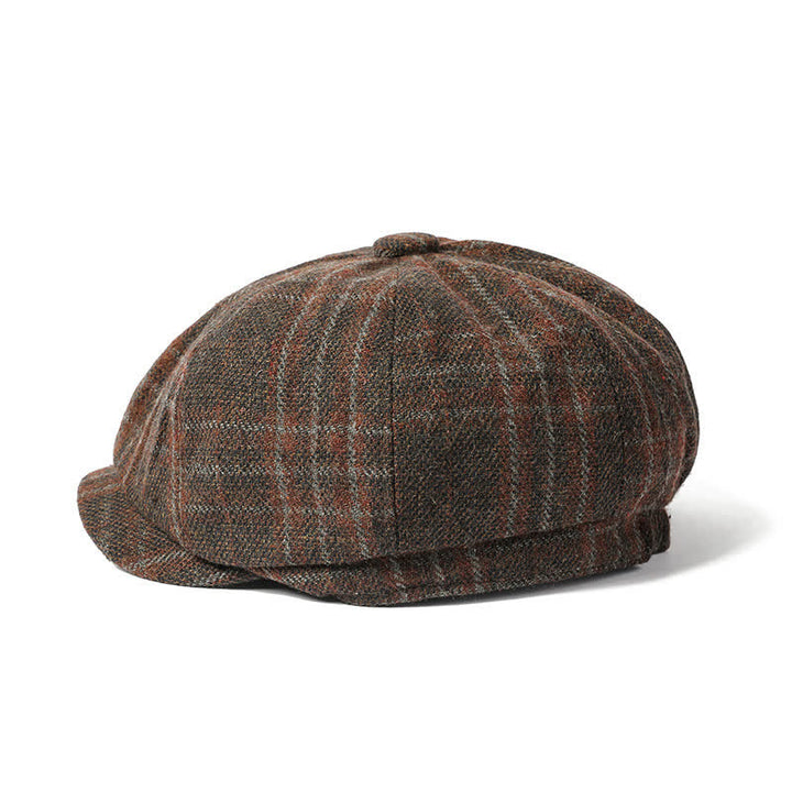 Vintage Plaid Cowboy Gentlemen Octagonal Beret Hat