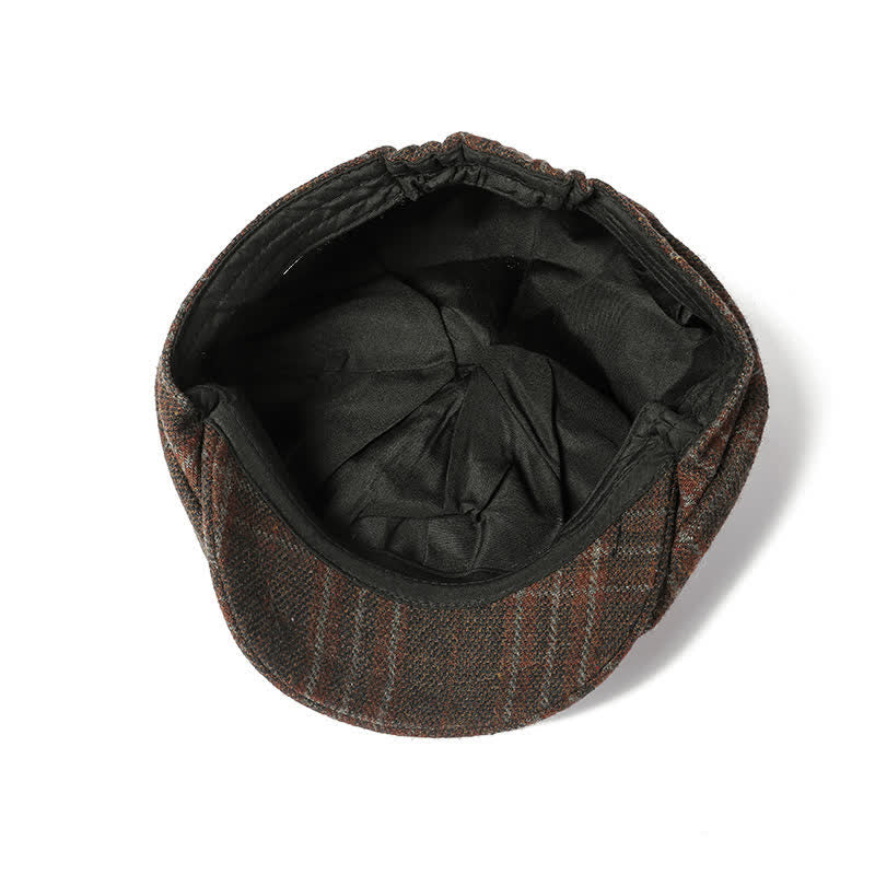 Vintage Plaid Cowboy Gentlemen Octagonal Beret Hat