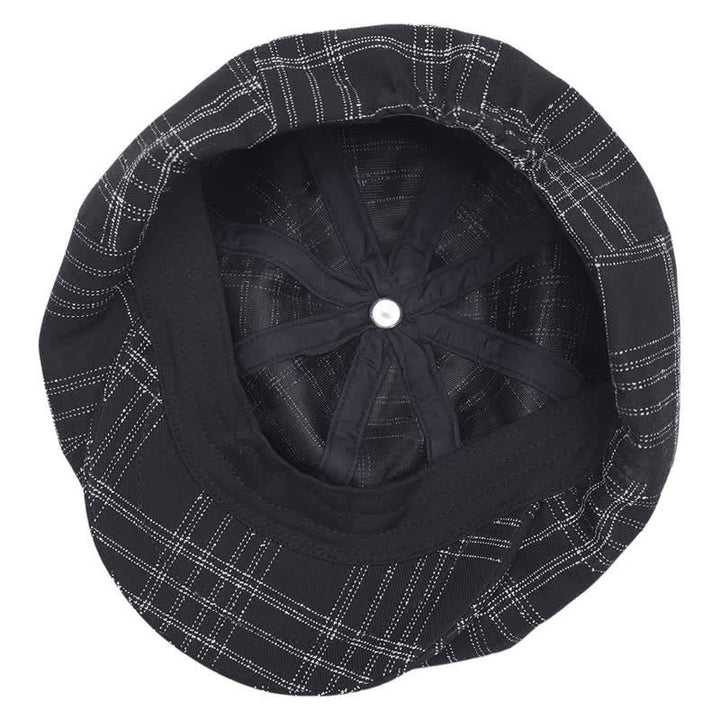 Black & White Plaid Simple Octagonal Cowboy Beret Hat