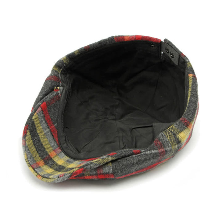 Traditional Plaid Eight Panel Newsboy Cap British Beret Hat