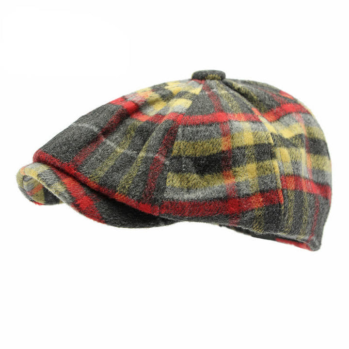 Traditional Plaid Eight Panel Newsboy Cap British Beret Hat