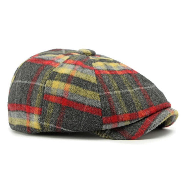 Traditional Plaid Eight Panel Newsboy Cap British Beret Hat