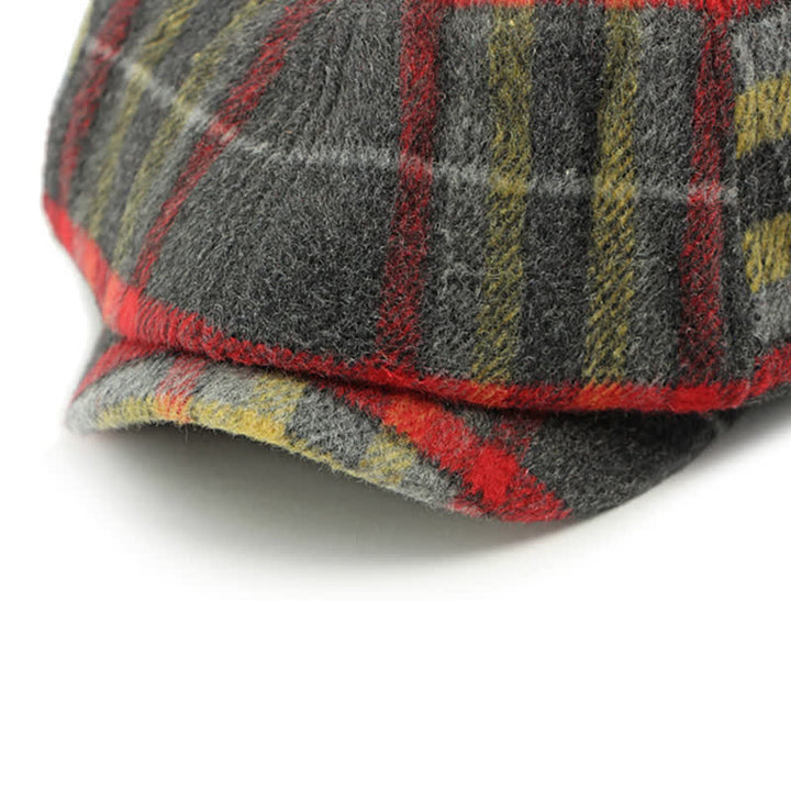 Traditional Plaid Eight Panel Newsboy Cap British Beret Hat