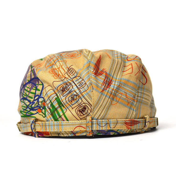 Unique Stylish Graffiti Pattern Plaid Beret Hat