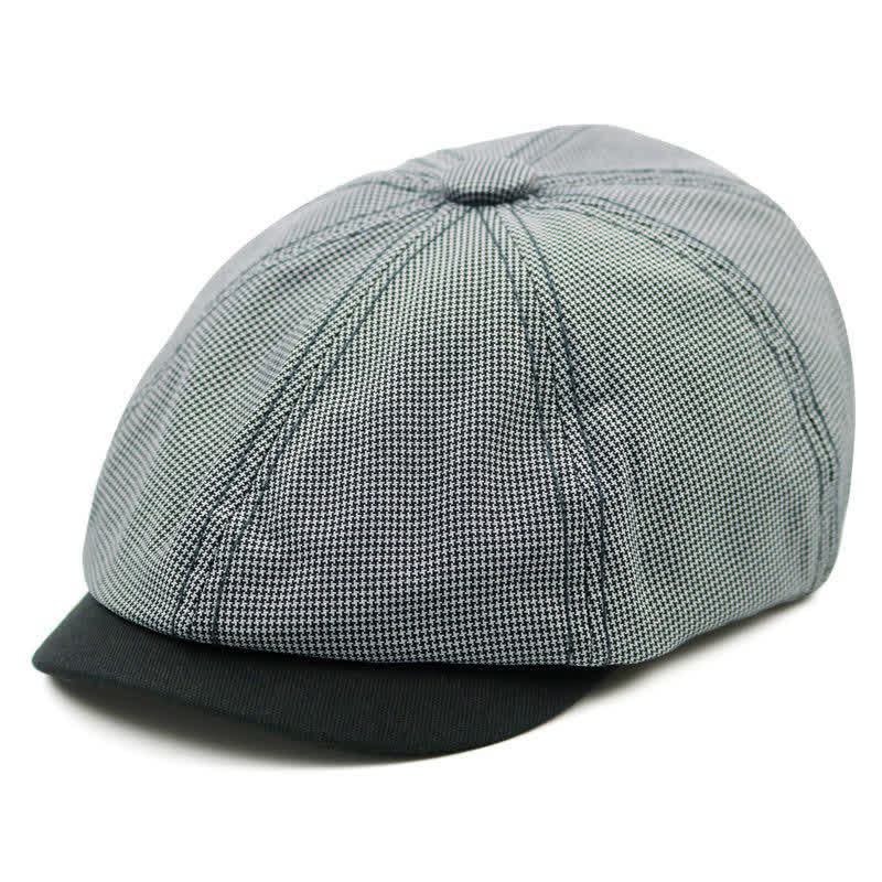 Casual Houndstooth Patchwork Color Beret Hat