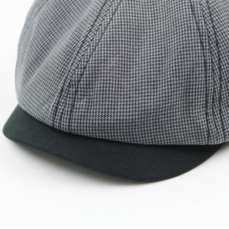 Casual Houndstooth Patchwork Color Beret Hat