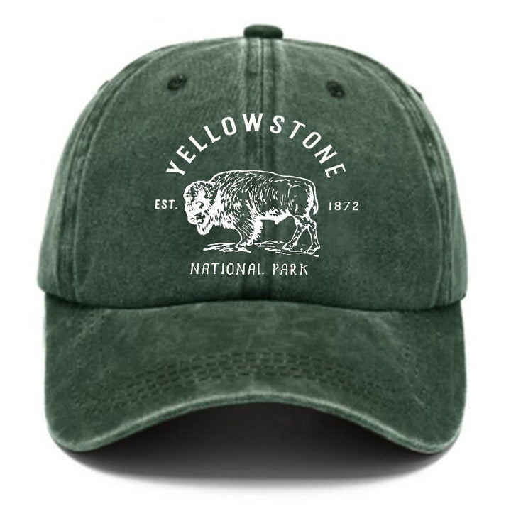 Yellowstone National Park Buffalo Washed Cotton Baseball Cap