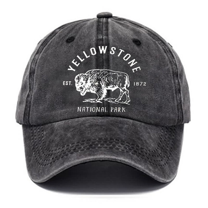 Yellowstone National Park Buffalo Washed Cotton Baseball Cap