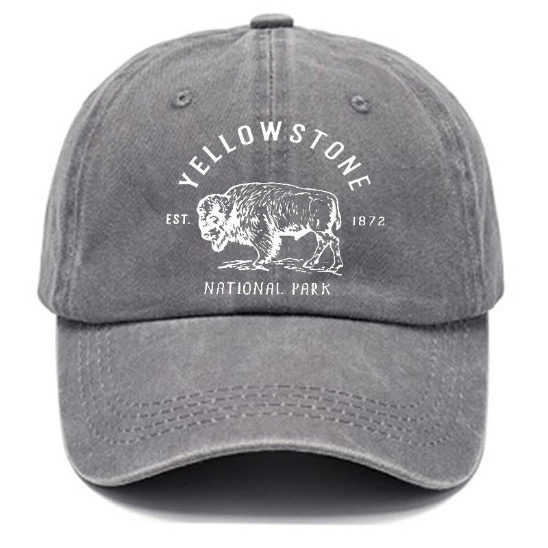 Yellowstone National Park Buffalo Washed Cotton Baseball Cap