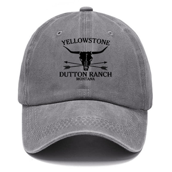 Yellowstone Dutton Ranch Montana Bull Arrow Washed Cotton Baseball Cap