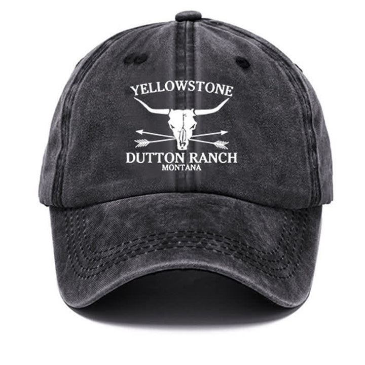 Yellowstone Dutton Ranch Montana Bull Arrow Washed Cotton Baseball Cap