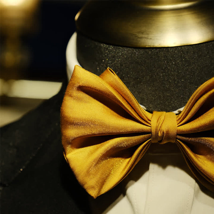 Men's Golden Life Unique Shaped Oversized Pointed Bow Tie