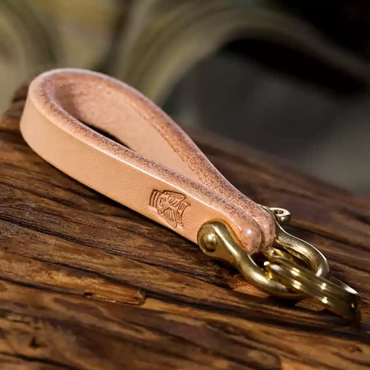 Handcrafted Natural Vegetable Tanned Leather Keychain