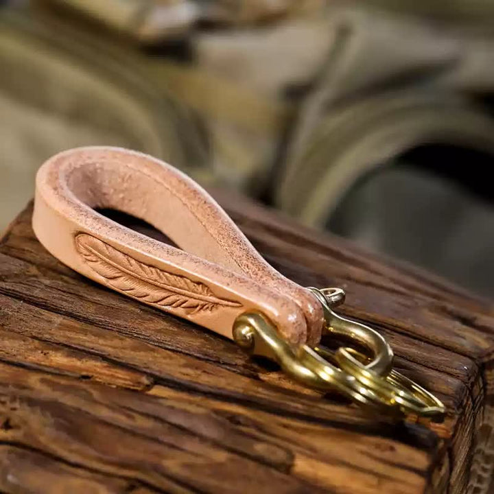 Handcrafted Natural Vegetable Tanned Leather Keychain