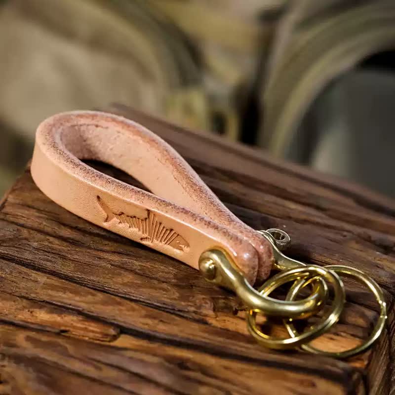 Handcrafted Natural Vegetable Tanned Leather Keychain