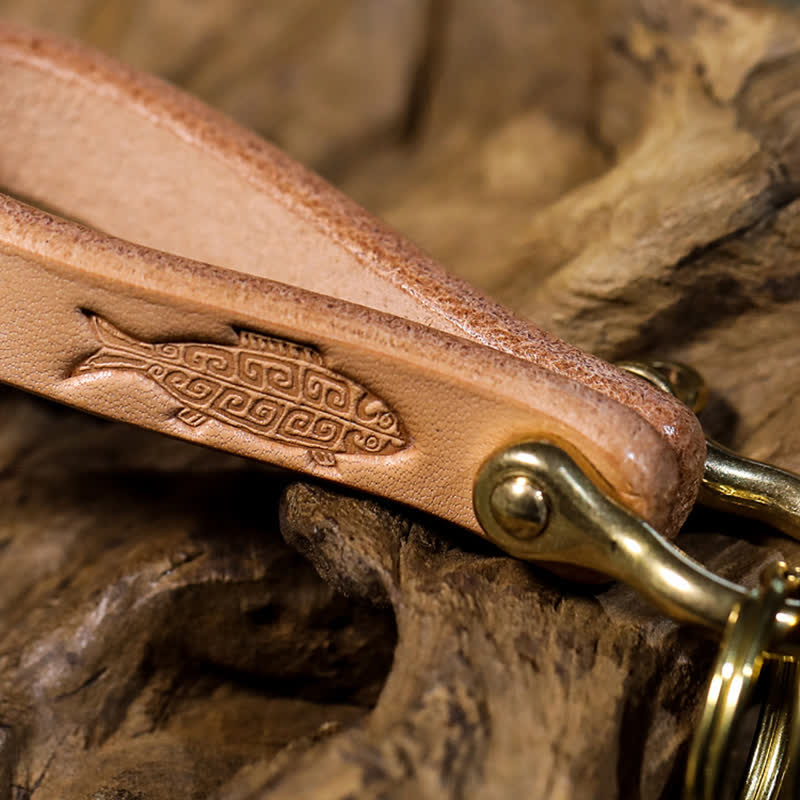 Handcrafted Natural Vegetable Tanned Leather Keychain