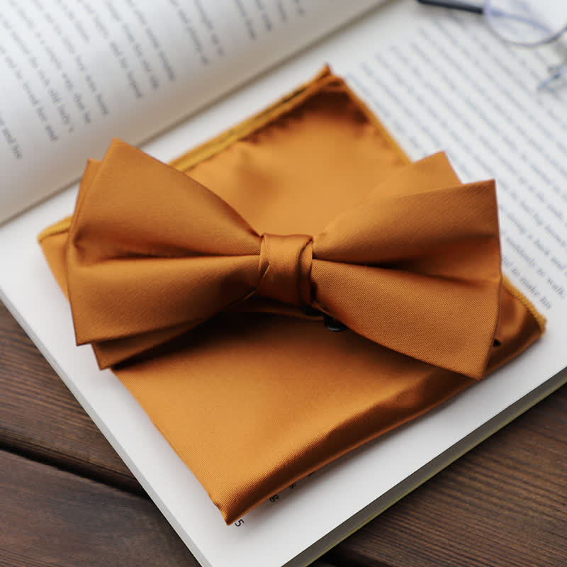 Men's Solid Color Double Layered Handkerchief Bow Tie