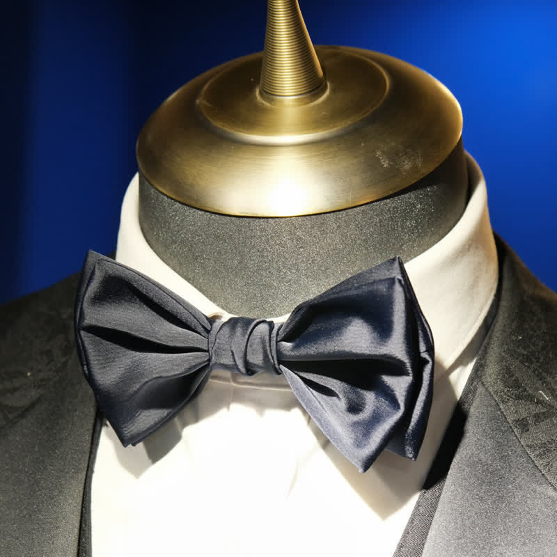 Men's Gentleman Handmade Midnight Blue Double Layered Bow Tie