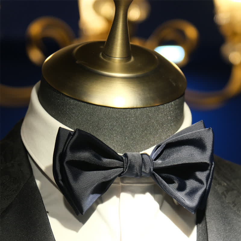 Men's Gentleman Handmade Midnight Blue Double Layered Bow Tie