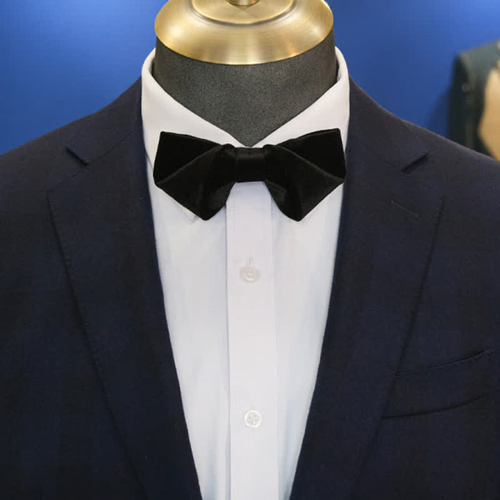 Men's Noble Black Velvet Double Layered Bow Tie